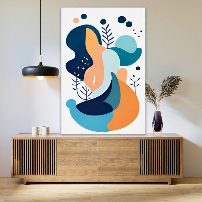 Poster Illustration de l'Abstrait Boho bleu orange de la  (Créateur téléchargé)
