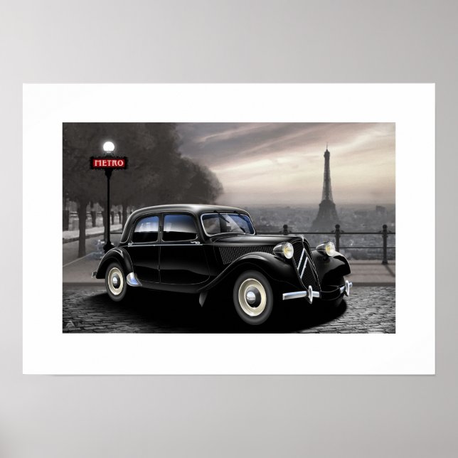 Poster Illustration de l'affiche Citroen Traction Avant (Devant)