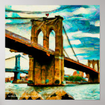 Illustration de l'affiche de Brooklyn Bridge NYC