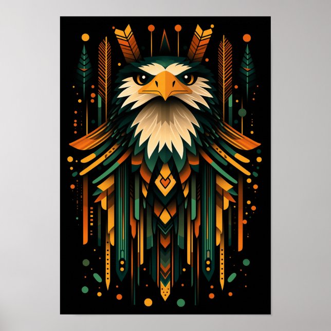 Poster Illustration de l'aigle géométrique (Devant)