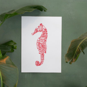 Poster Illustration de l'animal de mer rouge vie marine m