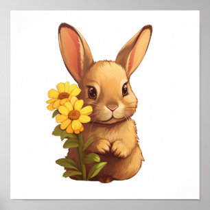 Poster Illustration de lapin de dessin