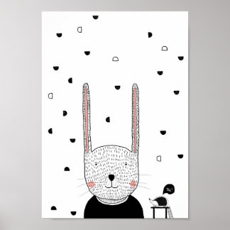 Poster Illustration de lapin, salle d'enfants moderne art