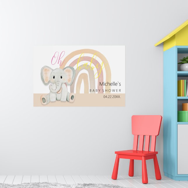 Poster Illustration de l'aquarelle de bébé SPink mignonne (Pépinière 1)