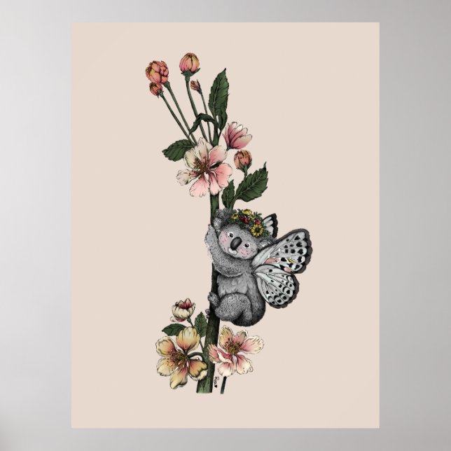 Poster Illustration de l'aquarelle de la béaire de Koala  (Devant)