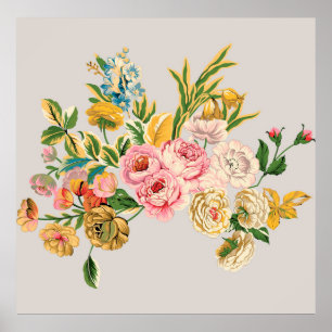 Poster Illustration de l'aquarelle Digital Flowers. Manue