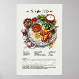 Poster Illustration de l'aquarelle Zeresk Polo Cuisine