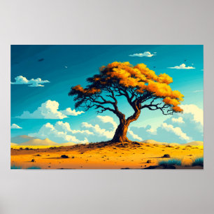 Poster Illustration de l'arbre du désert