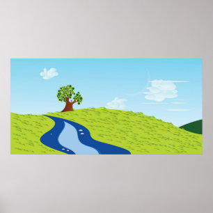 Poster Illustration de l'arbre solitaire