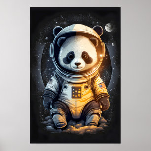 Poster Illustration de l'astronaute Panda Bear