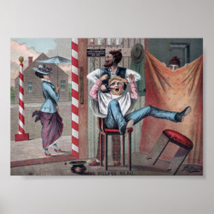 Poster Illustration de l'atelier de coiffure comique Vint