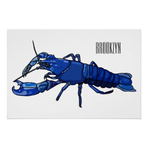 Poster Illustration de l'écrevisse marron bleu