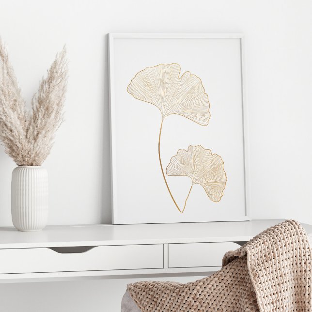 Poster Illustration de l'élégante Gold Ginkgo Feuille Lin (Créateur téléchargé)
