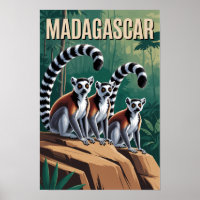 Illustration de lémurs de Madagascar Art de voyage