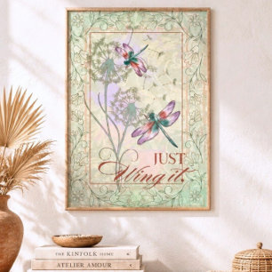 Poster Illustration de libellule Just Wing It