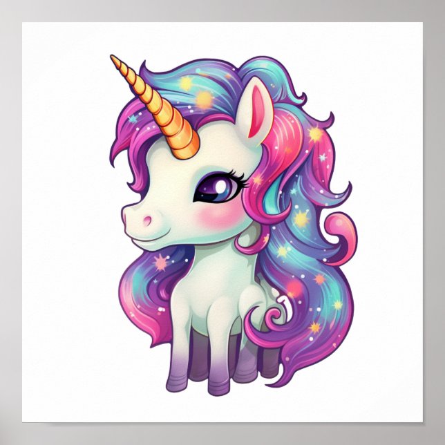 Poster Illustration de licorne de dessin (Devant)