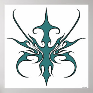 Poster Illustration de ligne tribale aquamarine féroce