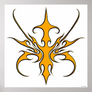 Poster Illustration de ligne tribale orange féroce