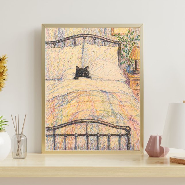 Poster Illustration de lit douillet pour chat noir (Créateur téléchargé)
