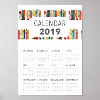 Poster illustration de livres mignons calendrier littérai