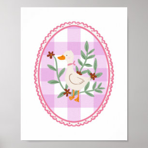 Poster Illustration de l'oie Cottagecore - Canard blanc m
