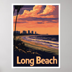 Poster Illustration de Long Beach California Vintage voya