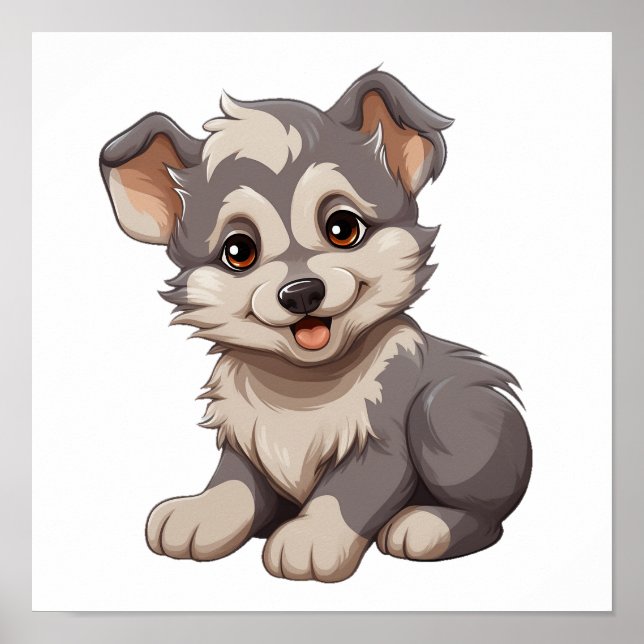 Poster Illustration de loup de dessin (Devant)