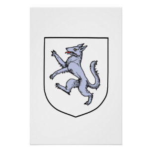 Poster Illustration de Loup Rampant Héraldique Vintage