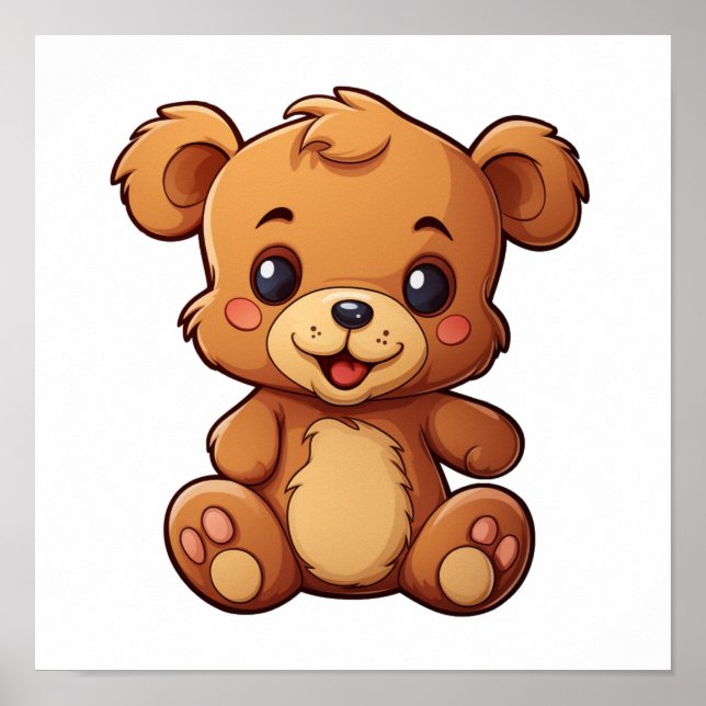 Poster Illustration de l'ours de dessin (Devant)