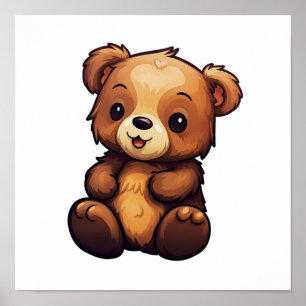 Poster Illustration de l'ours de dessin