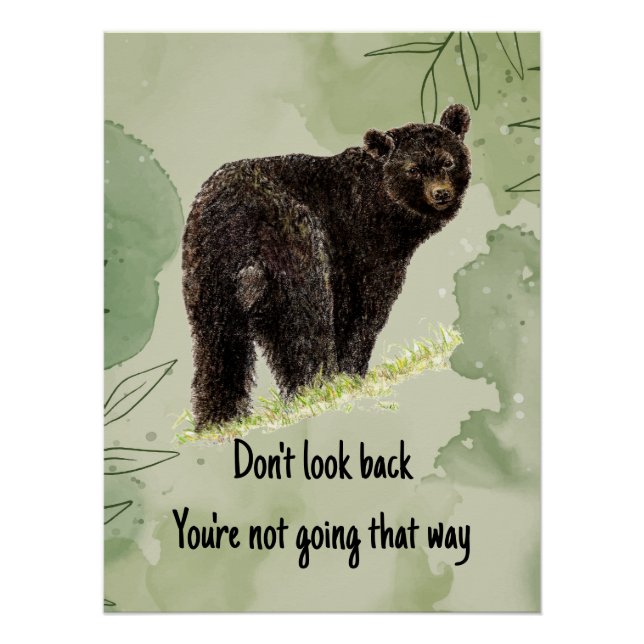 Poster Illustration de l'ours noir avec citation motivati (Devant)