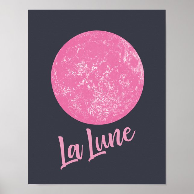 Poster Illustration de lune rose mignonne Français La Lun (Devant)