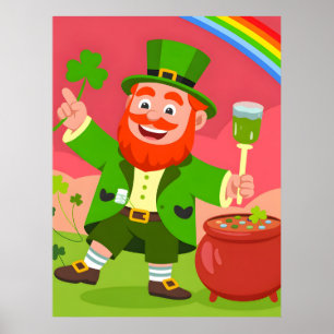 Poster Illustration de lutin de la Saint-Patrick
