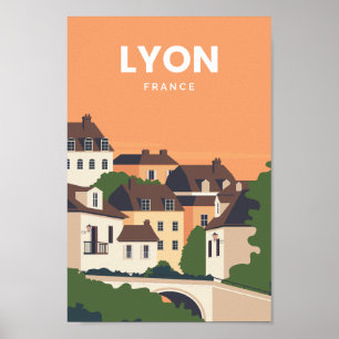 Poster Illustration de Lyon France célèbre Travel Place