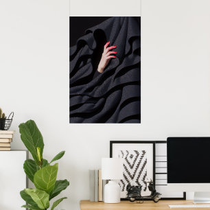 Poster Illustration de main de hijab étoilé caché
