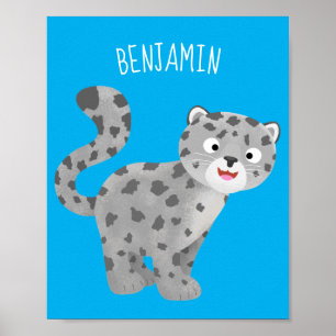 Poster Illustration de mignon léopard des neiges