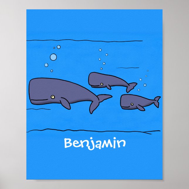 Poster Illustration de mignonne migratrice de baleines à  (Devant)