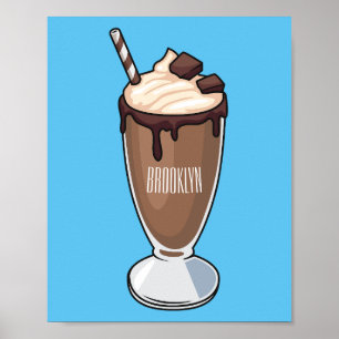 Poster Illustration de milk-shake au chocolat