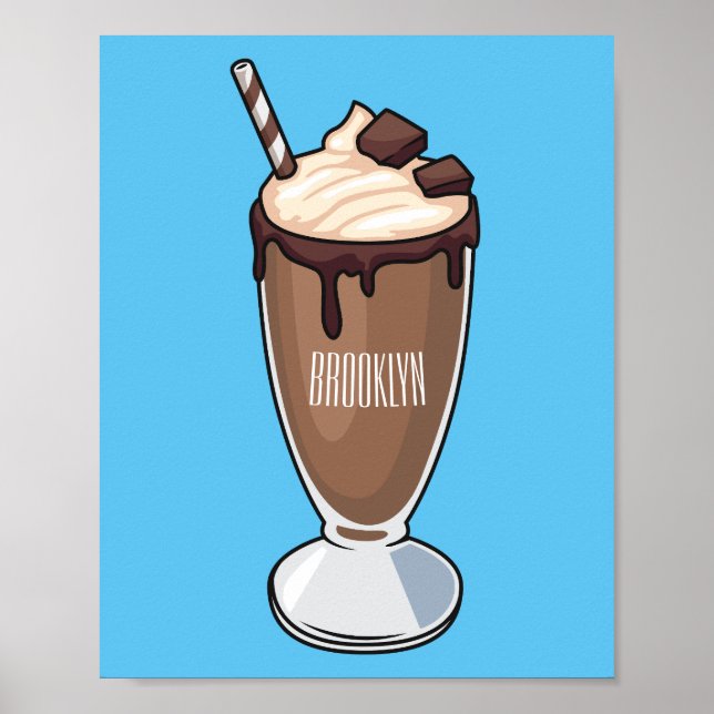 Poster Illustration de milk-shake au chocolat (Devant)