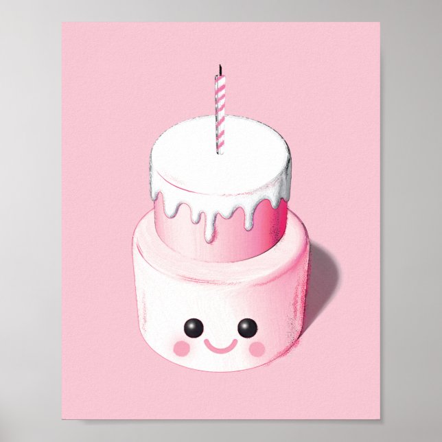 Poster Illustration de mini-gâteau rose mignon (Devant)