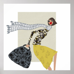 Poster Illustration de mode chic Windy Day