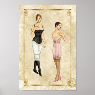 Poster Illustration de mode des sous-vêtements vintages d