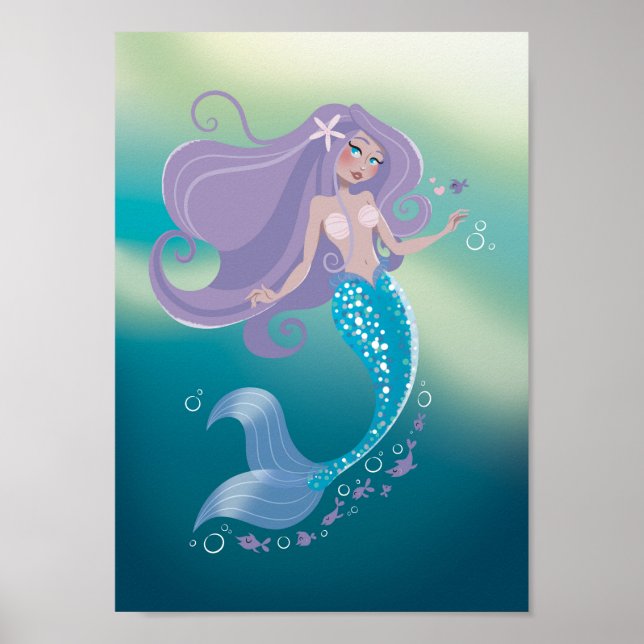 Poster Illustration de mode Mermaid de mer Fairy T (Devant)