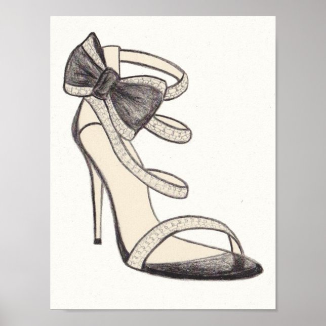 Poster Illustration de mode originale de la chaussure Val (Devant)