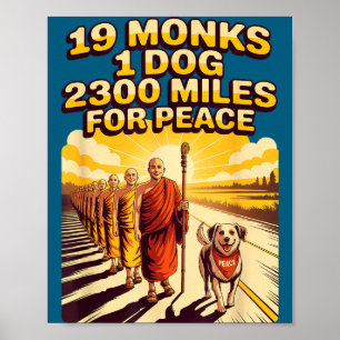 Poster Illustration de moines bouddhistes pour la marche