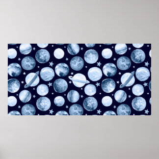 Poster Illustration de motif aquarelle de la galaxie de l