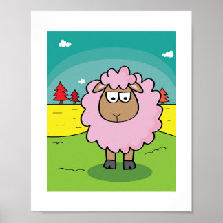 Poster Illustration de mouton duveteux | Art d'animaux de