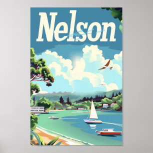 Poster Illustration de Nelson New Zealand Vintage voyage