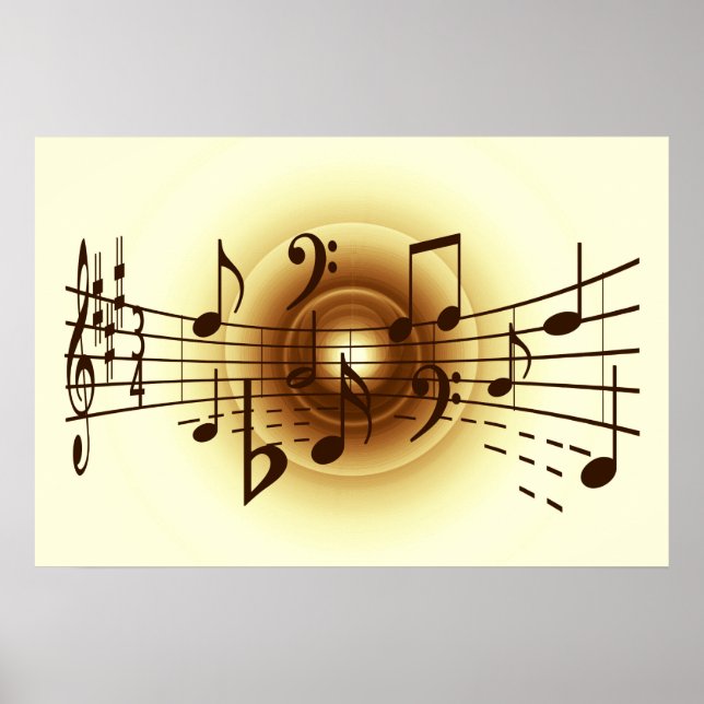 Poster Illustration de notes musicales (Devant)