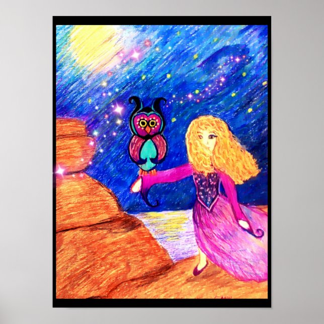 Poster Illustration de Owl Guardian par Carol Zeock (Devant)